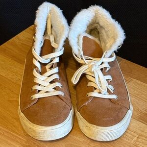 Old Navy Tan High-Top Sneakers with White Laces